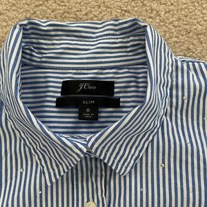 J.Crew "perfect shirt in stripe" with gemstones